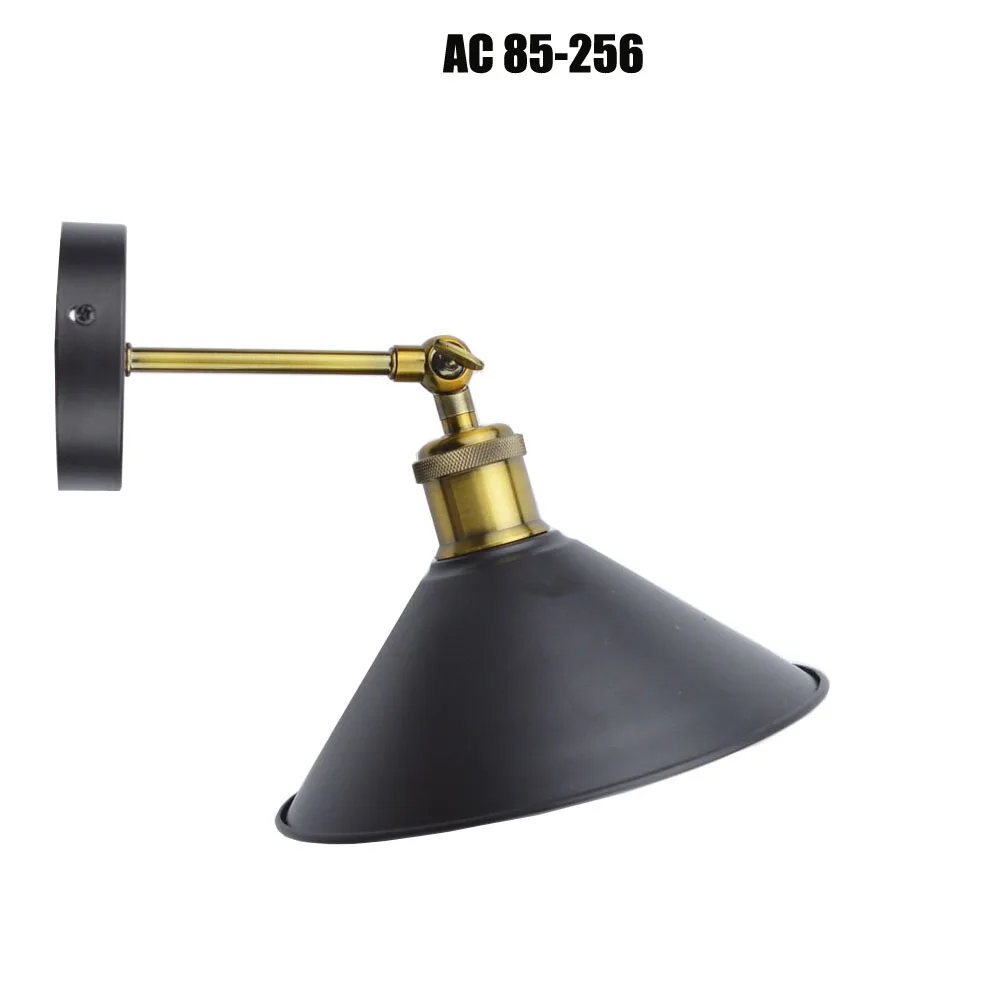 GLW прихожая коридор настенный светильник железный арт винтажный черный абажур