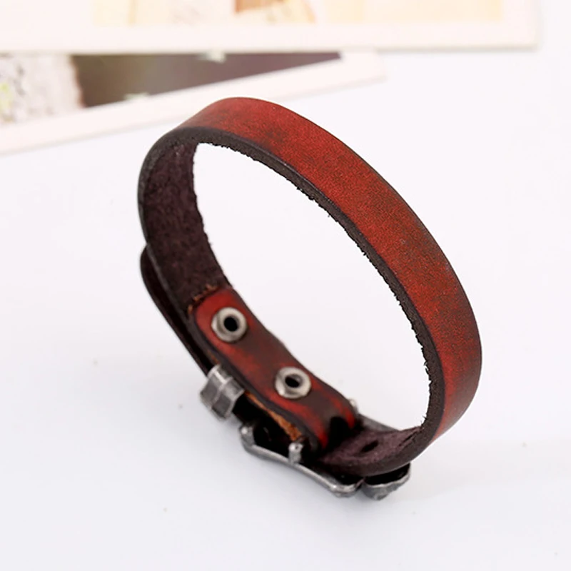 Простой браслет из натуральной кожи для женщин и мужчин мужской в стиле панк с