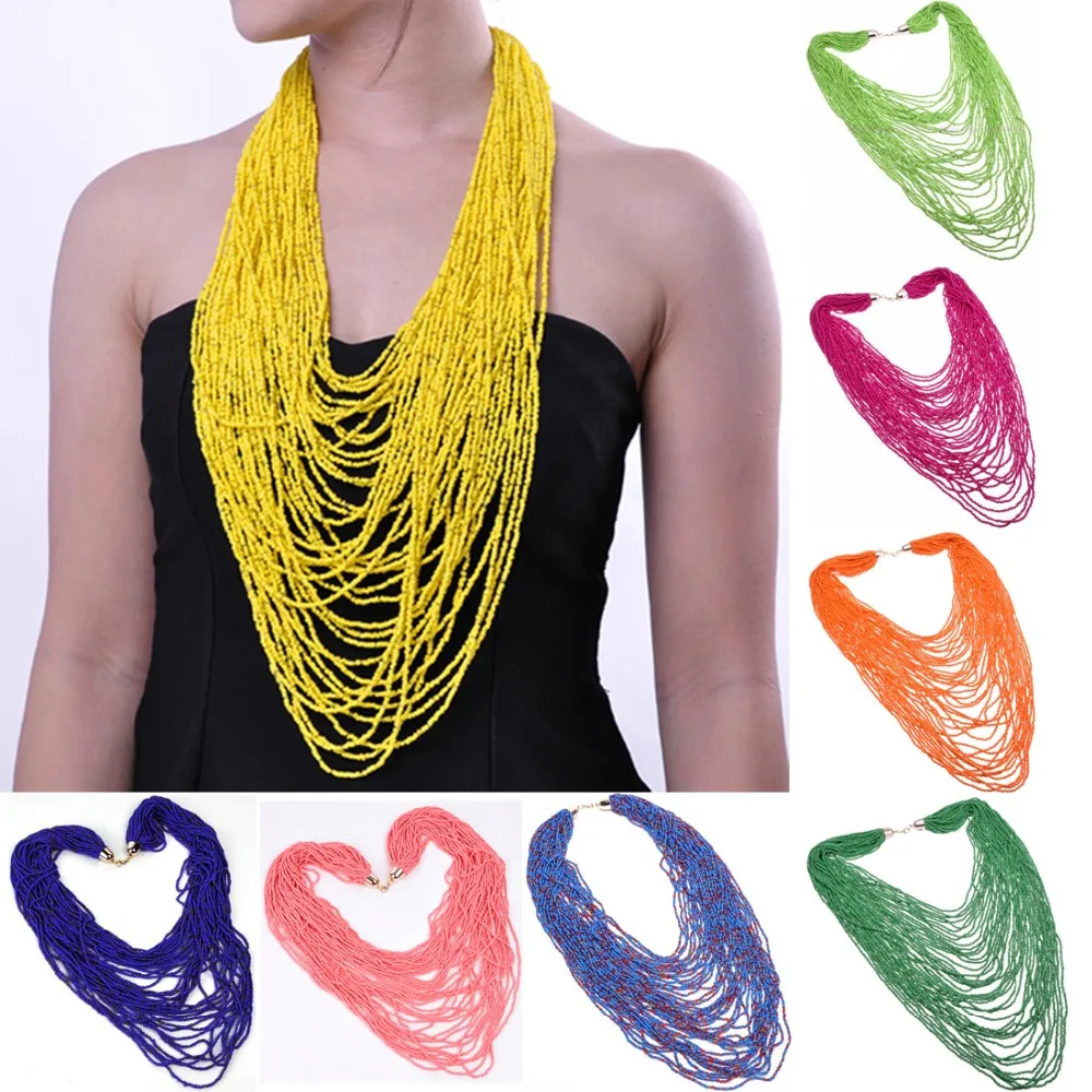 19 видов цветов 42 слойные бусины из смолы большое длинное массивное ожерелье хит