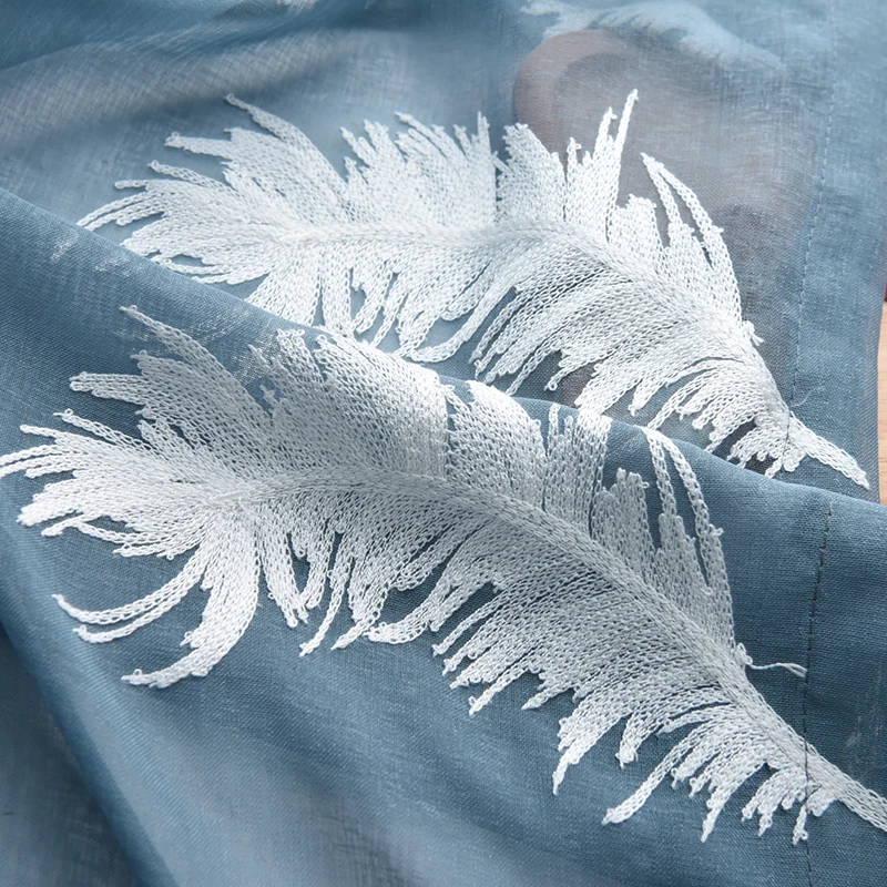 1 шт. красивое перо вышитое окно Тюль занавеска полиэстер Ткань отвесное для