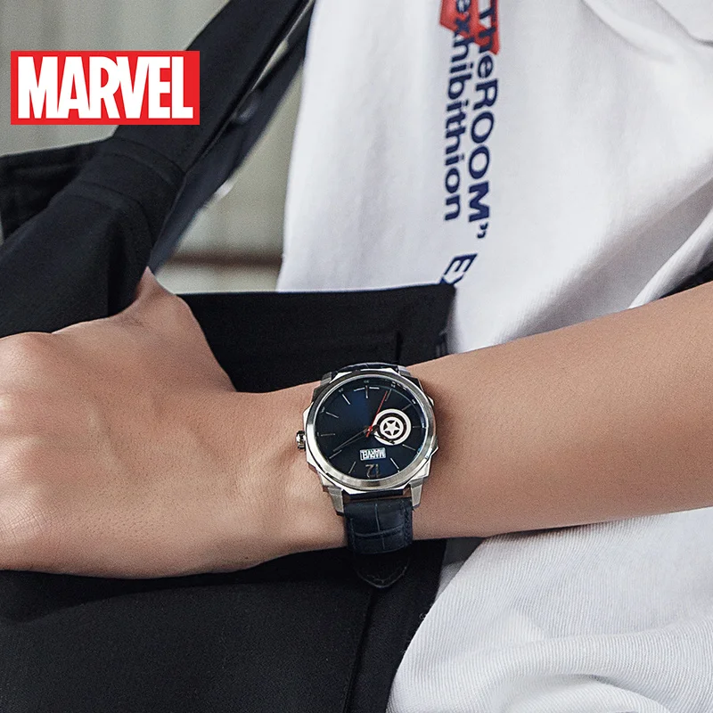 Disney официальный Marvel Капитан Америка автоматические часы водонепроницаемые мужские из нержавеющей стали Роскошные SAPHIRE Кристальные M-9007