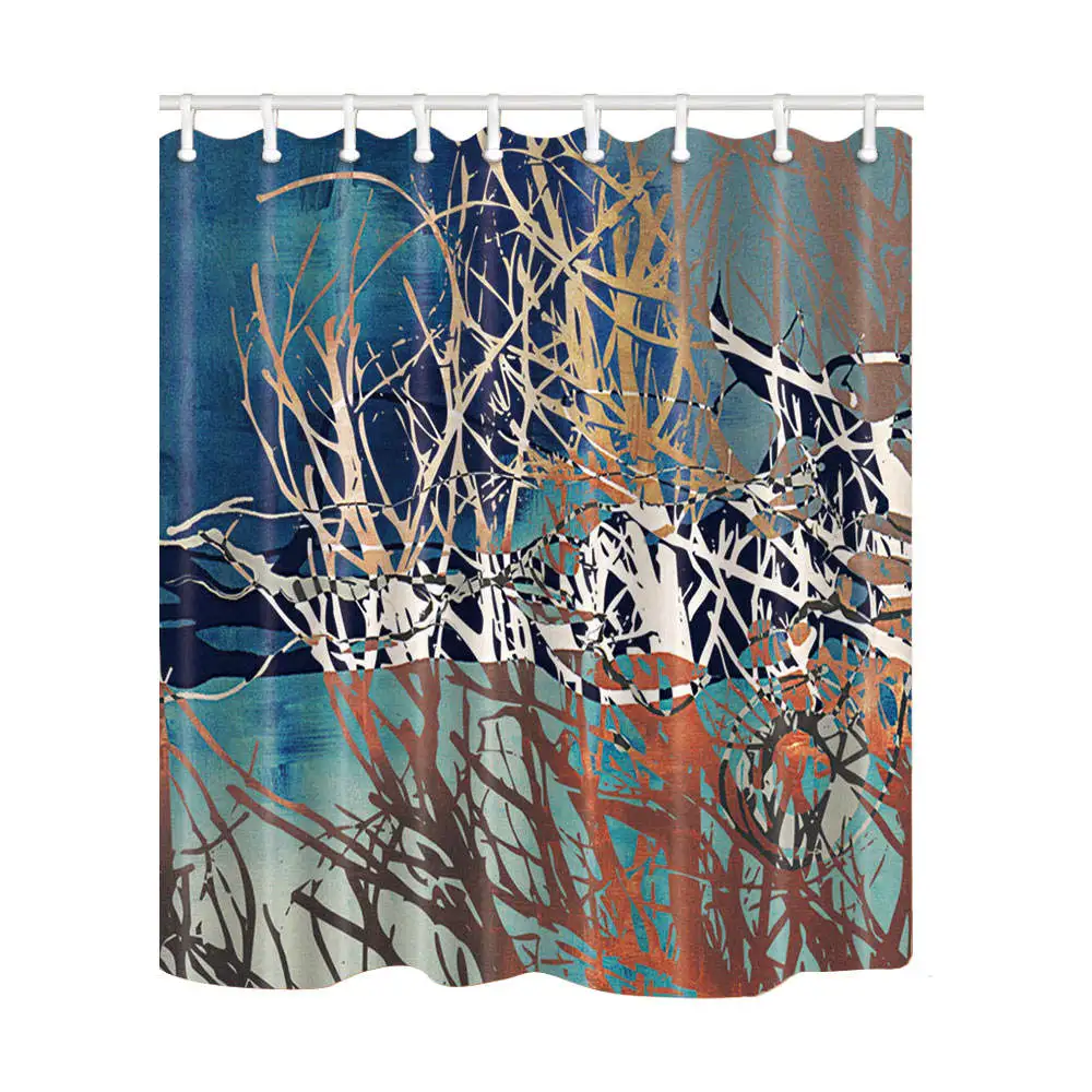 

High Quality Shower Curtains Creative Design Branches Bath Screen Home Decor Polyester Fabric Waterproof Mildew Proof with Hooks