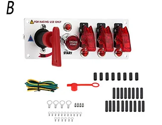 DC12V/20A авто гоночный автомобиль Переключатель зажигания ПАНЕЛЬ 5 светодиодный комбинированный переключатель зажигания двигатель пусковая кнопка из углеродного волокна тумблер