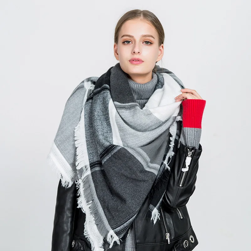 Женские Blinger Горячие большие размеры клетчатые квадратные с бахромой женские