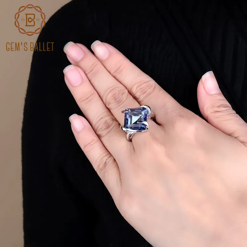 Драгоценный камень новинка натуральный Iolite голубое женское кольцо классические