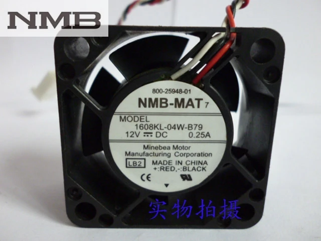 Вентилятор для охлаждения сервера NMB 1608KL-04W-B79 LB2 DC 12V 0.25A, квадратный вентилятор, 3 провода 40x40x20 мм