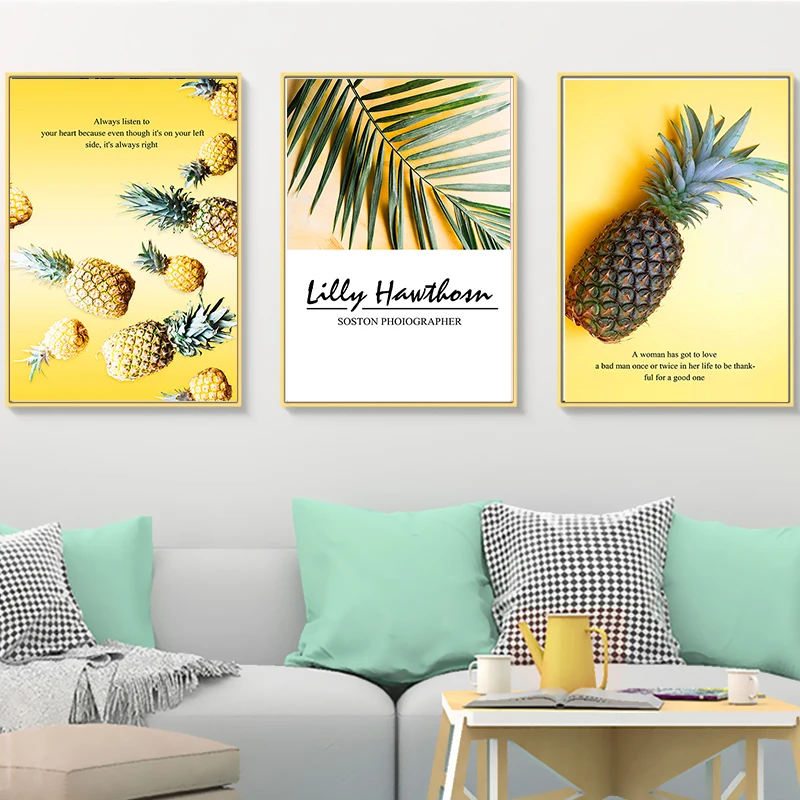 Тропические растения лист ананаса Скандинавское искусство принты картины на