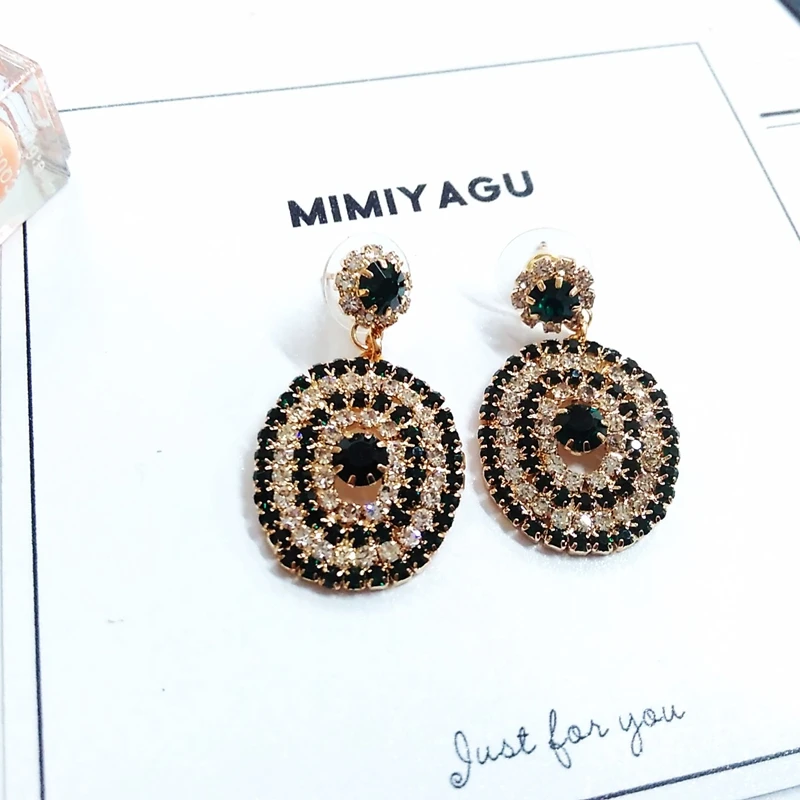 Корейские овальные блестящие серьги-гвоздики с кристаллами для женщин белые и