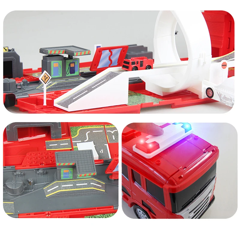 Палец рок 1:24 DIY деформация пожарной машины литья под давлением игрушечный Транспорт модель деформации сплав трек автомобиль Сцена Игрушки для детей подарок