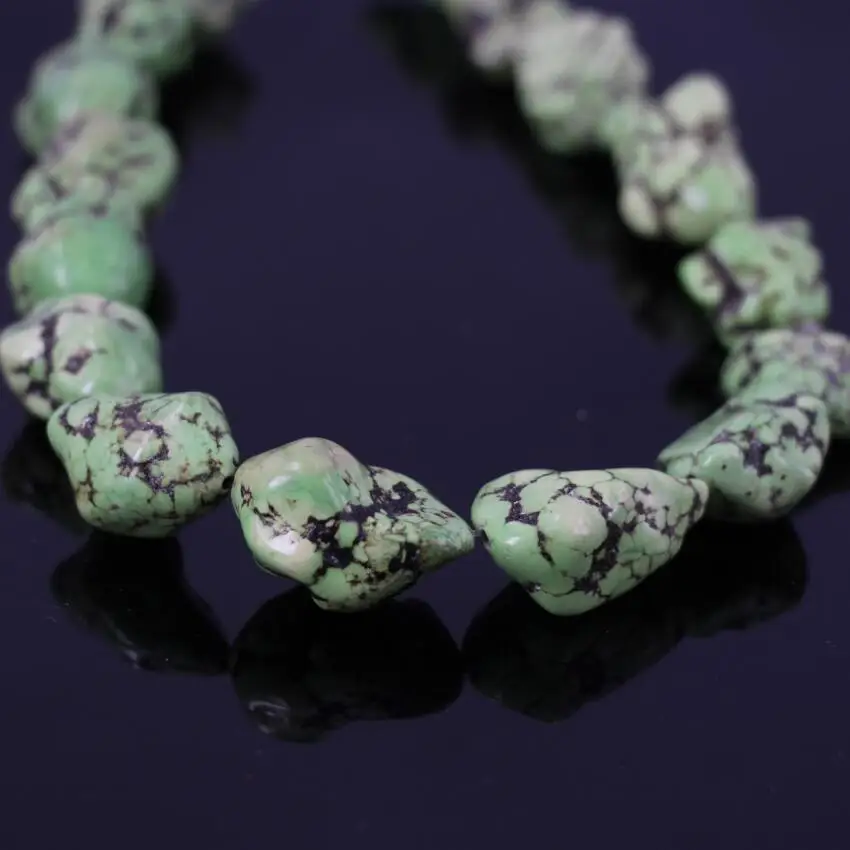 

3strand Large Light green Raw Ore Tur quoise Freeform Cut Nugget Beads,Natural Howlite Rough Nugget Chips Jewelr Necklace Making