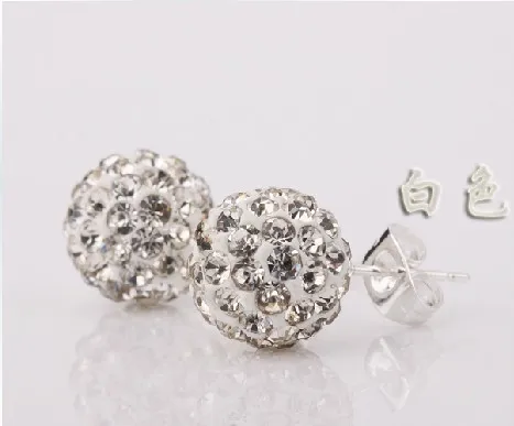 Free shipping wholesale diamond crystal beads styd earrings shamballa stud earrings|beaded circle earrings|beads prayerearring post |