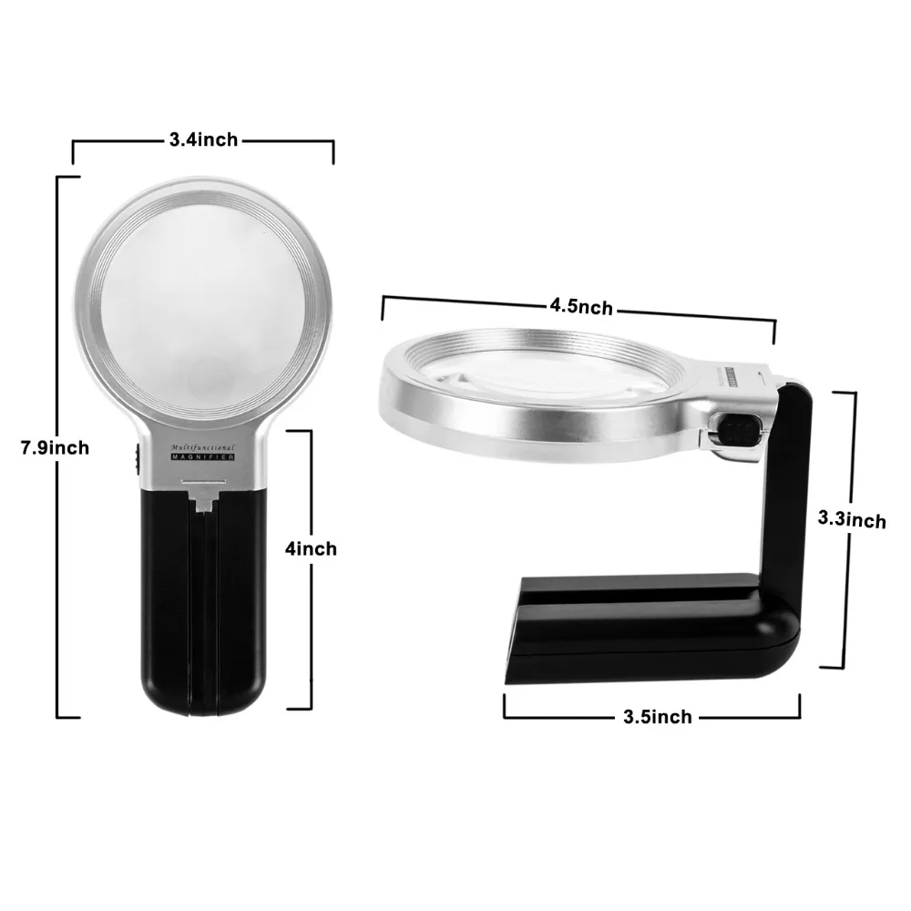Multifunctional Desktop Handheld Magnifier Jewelry Loupe Adjustable Angle Reading Watch Repair Magnifying Glass LED Desk Lamp | Дом и сад