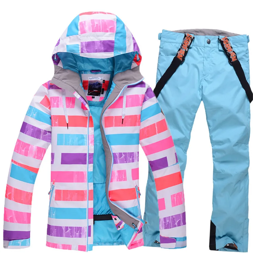 Gsou снег Лыжная куртка Водонепроницаемая дышащая толще теплая зимняя одежда +