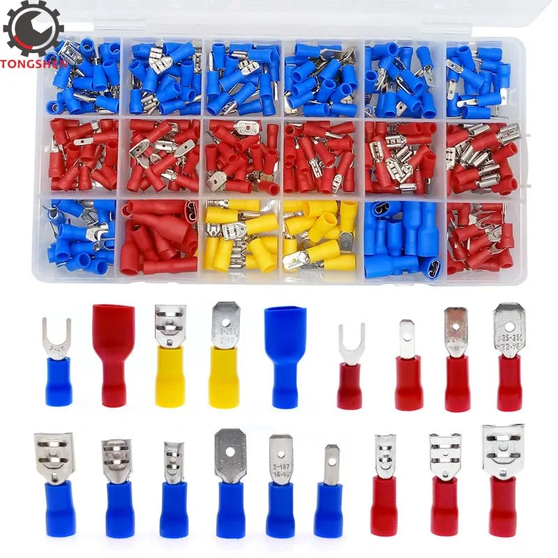 Купи 264pcs Assorted Full Insulated Fork U-type Crimp Terminals Connectors Assortment Kit Electrical Crimp Spade Ring за 674 рублей в магазине AliExpress