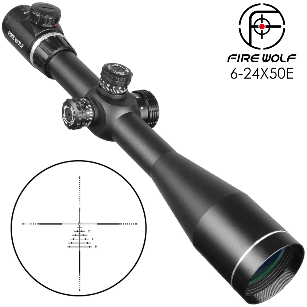 Fire Wolf 6 24X50 винтовочный прицел Регулируемый Красный Зеленый Крест охотничий