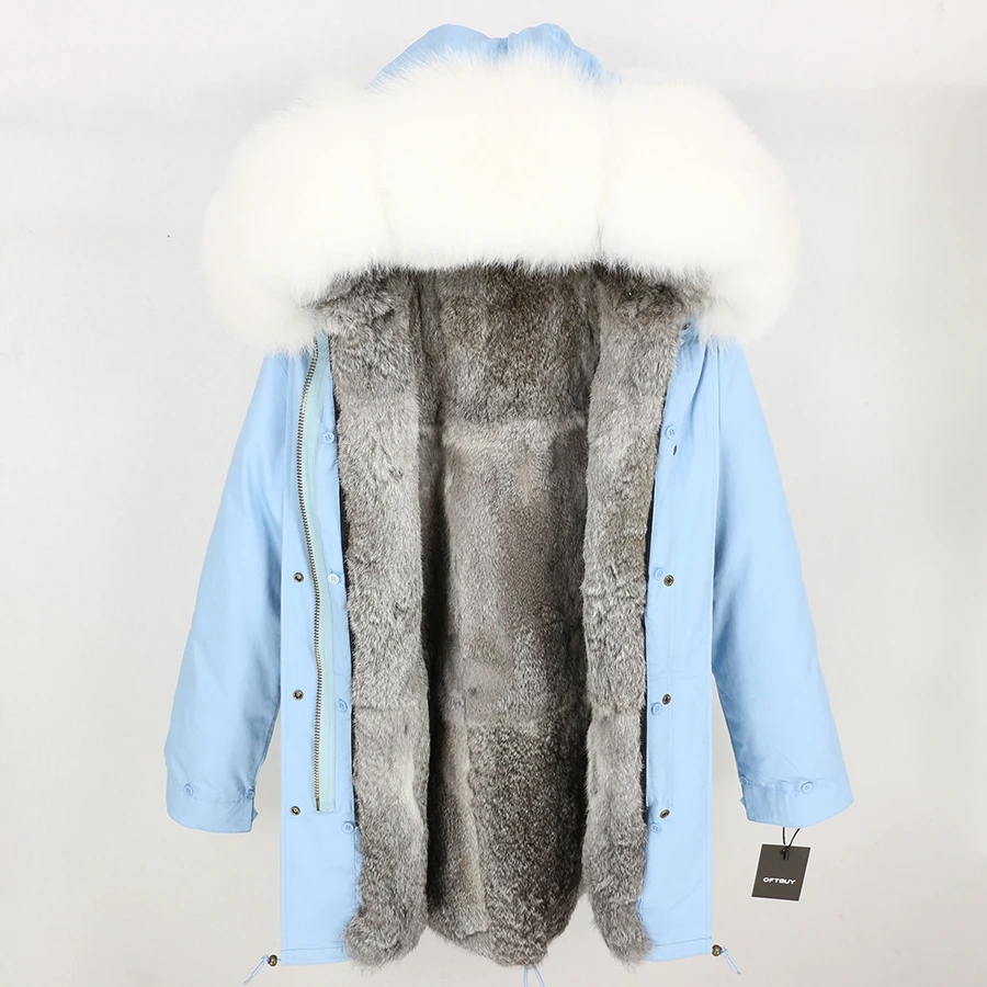 8 OFTBUY, новинка, зимняя куртка, Женская длинная парка, воротник из белого лисьего меха, капюшон, толстая, теплая, подкладка из меха кролика, верхняя одежда, уличная одежда, новинка - Цвет: 8
