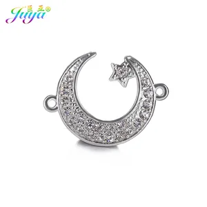 Принадлежности для изготовления ювелирных изделий, стразы с фианитами серебряного цвета, мусульманские соединители с амулет и месяц для исламских ювелирных изделий сделай сам