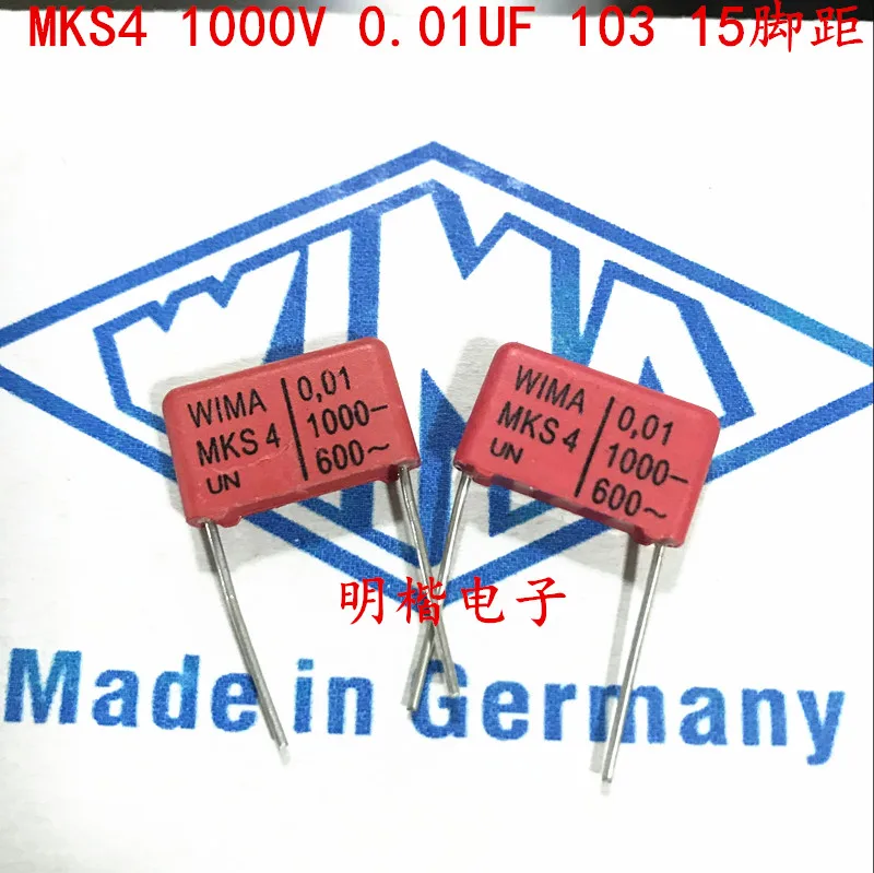 2020 hot sale 10pcs/20pcs Germany WIMA capacitor MKS4 1000V 0.01UF 103 1000V 10nf P: 15mm Audio capacitor free shipping