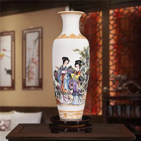 Новый китайский стиль Классическая фарфоровая ваза украшение дома Цзиндэчжэнь ручная работа Высокая белая глина керамические вазы для цветов