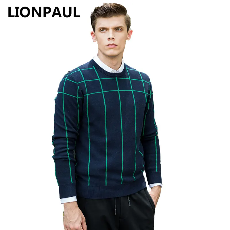 Lionpaul Демисезонный плед Для мужчин Модные пуловеры Стандартный шерсть S