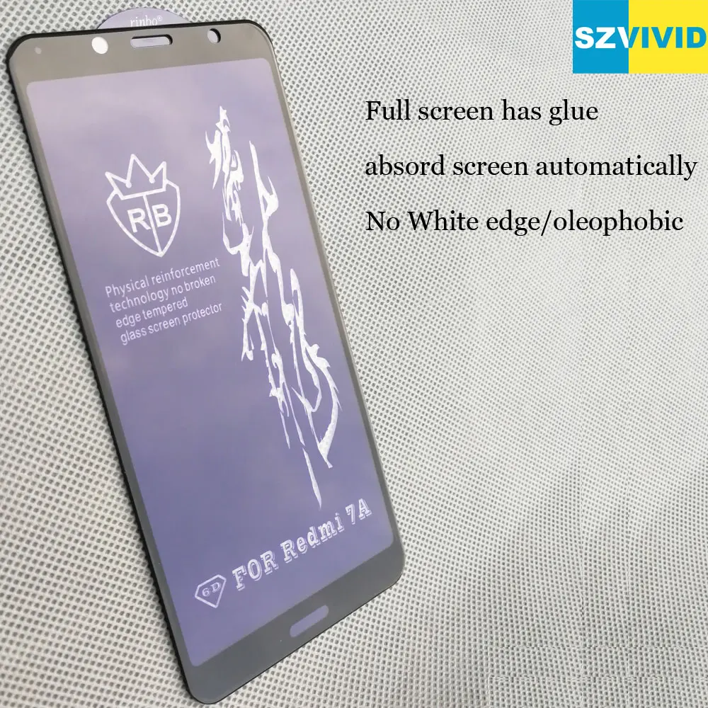 Полный экран Клей закаленное стекло для Xiaomi Redmi 7A 2.5D закругленные олеофобные