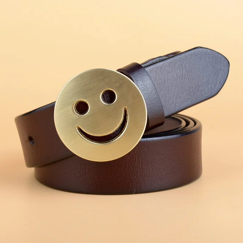 Лидер продаж, известный дизайн, брендовые роскошные ремни для женщин, Smiles Face, ремни для женщин, поясной ремень с пряжкой, ремень для женщин - Цвет: coffee