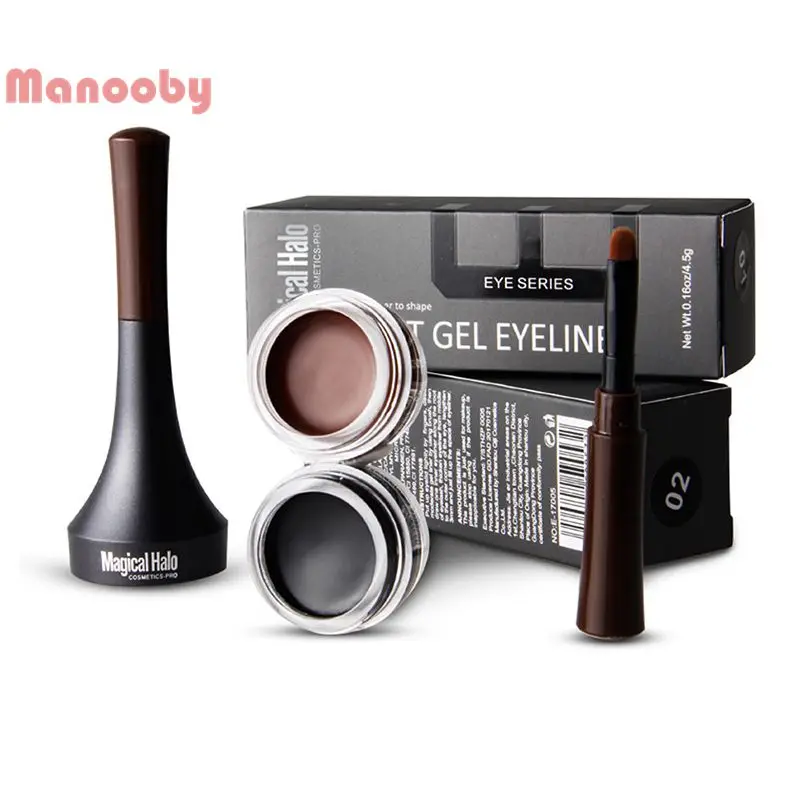 Manooby, 2 в 1, кофе+ черный, водостойкий косметический набор, подводка для глаз, натуральный макияж, крем для глаз