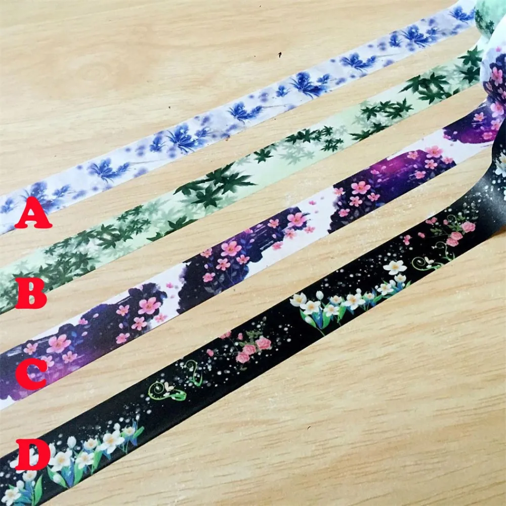 

Free shipping Beautiful 15mm*10m high quality washi tape/Four Designs Flower masking japan washi tape