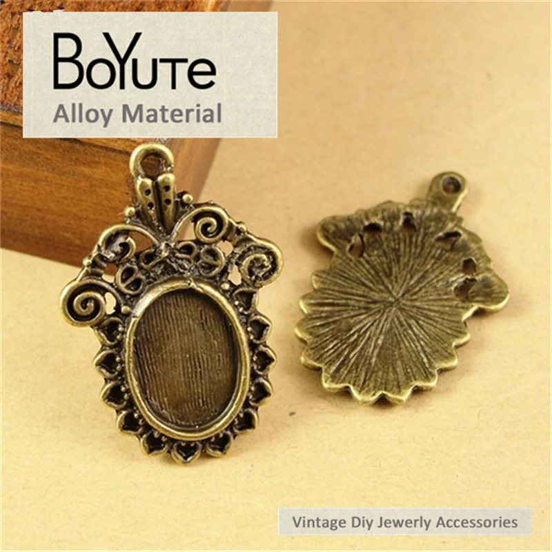 

BoYuTe (40 Pieces/Lot) 14*10MM Cabochon Base Antique Bronze Plated Zinc Alloy Base Blank Diy Pendants for Jewelry Accessories