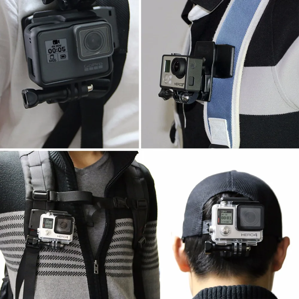 For GoPro Accessories 360 Degree Backpack Quick Release Hat Clip Fast Clamp Mount for HERO5 HERO4 Session HERO 5 4 3+ 3 | Электроника