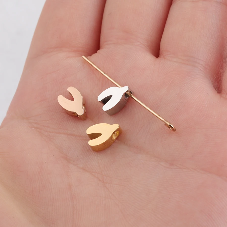 Fnixtar зеркальная полированная нержавеющая сталь Lucky Wish Bone Charms бусы DIY Изготовление