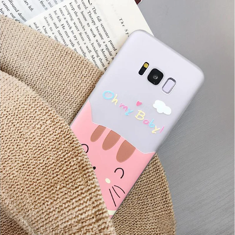 YHBBCASES с рисунком милого кота бегемота чехол для телефона samsung Note 8 9 s рельеф ТПУ
