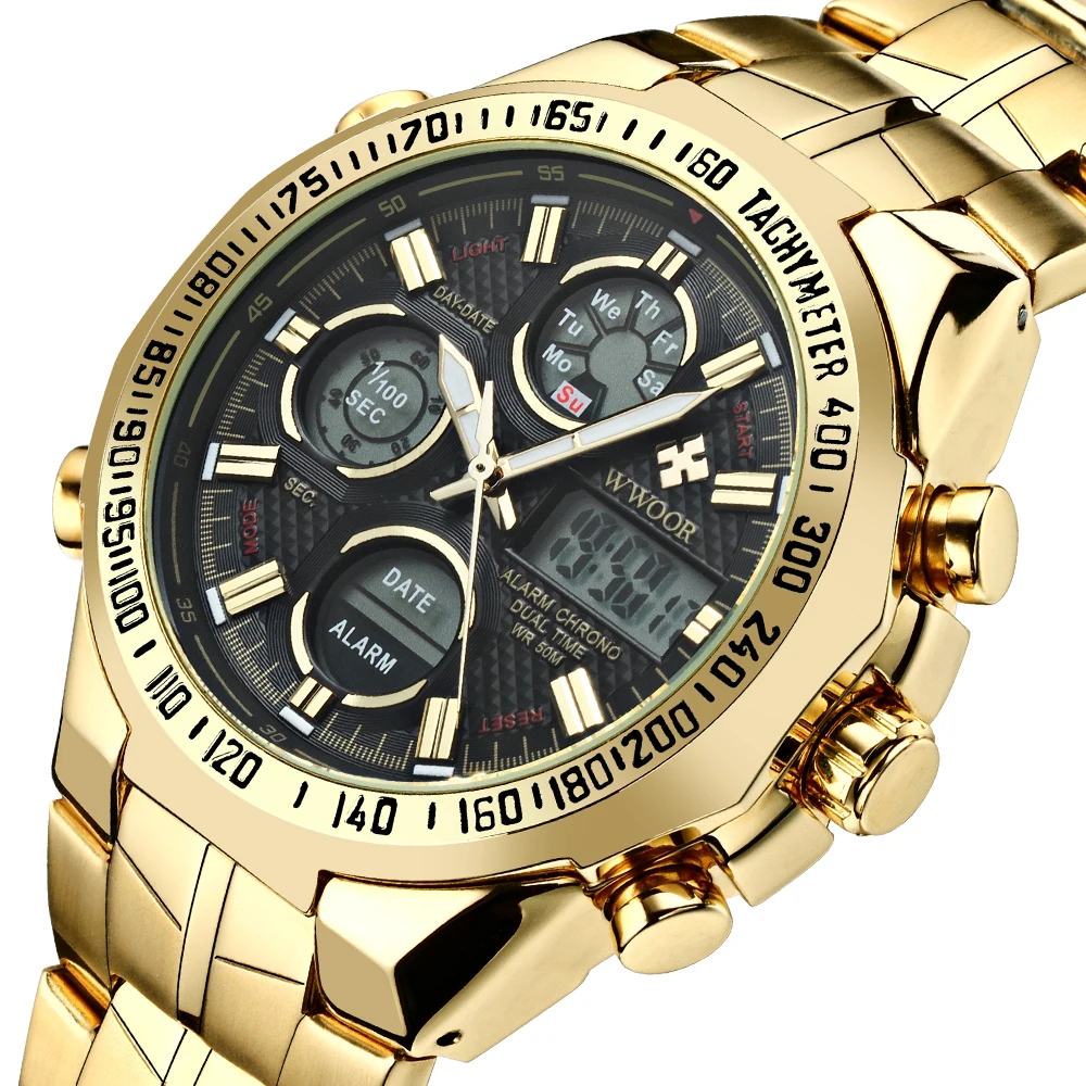 WWOOR оригинальные Роскошные Лидирующий бренд кварцевые часы из нержавеющей стали