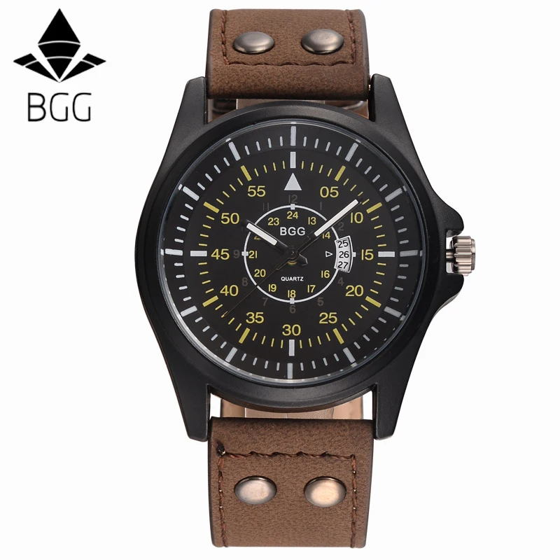 Новинка 2018 военные кварцевые часы мужские спортивные с кожаным ремешком