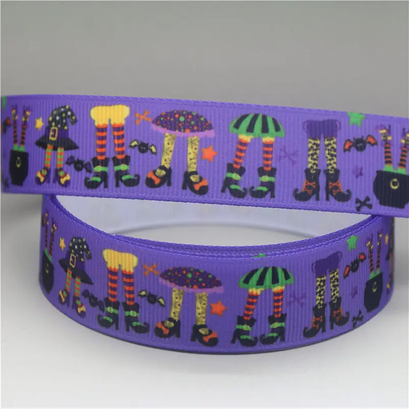 1 DHK 50 ярдов Хэллоуин Череп напечатанный grosgrain ленточный аксессуар hairbow головной убор украшения оптом OEM S1015 - Цвет: 1