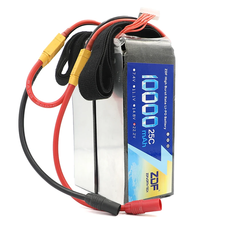 ZDF 44,4 V 12S 10000mAh(2 шт 22,2 V 10000 mAh) 25C Литий-полимерный Lipo аккумулятор с XT90 до AS150/XT150/XT90 Разъем для радиоуправляемого дрона