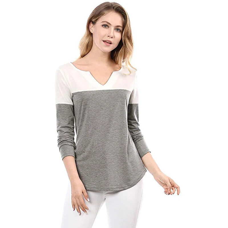 Женская футболка на каждый день женские футболки с v-образным вырезом длинный