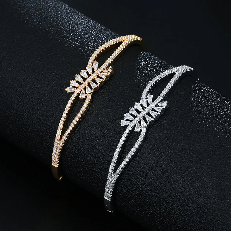 

HONGHONG High-quality Cubic Zircon Bangle & Bracelet Rings Jewelry Suit for Women personality Fashion Jewelry Accessory