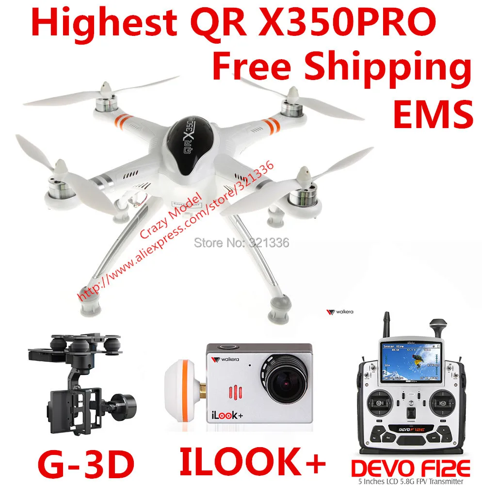 Квадрокоптер Walkera QR X350 Pro RTF RC FPV передатчик DEVO F12E iLook камера бесщеточный Gimble|fpv