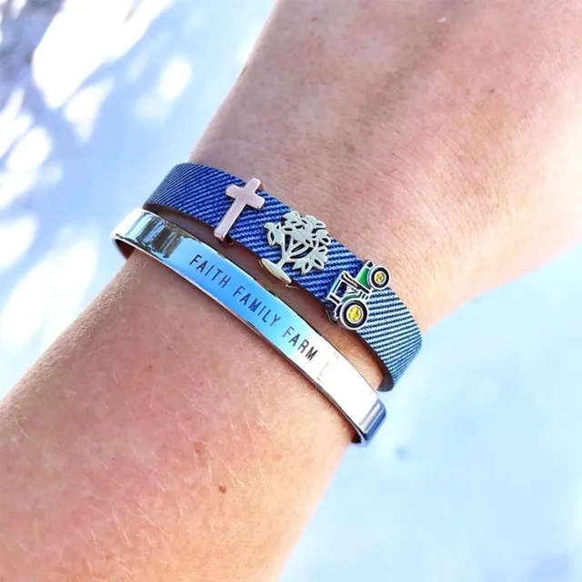 Vinnie дизайн ювелирных изделий персонализированные синие джинсовые кожаные