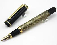 luxury baoer 507 the eight horse bronze carving nib fountain pen stationery school office writing metal ink pens for gift