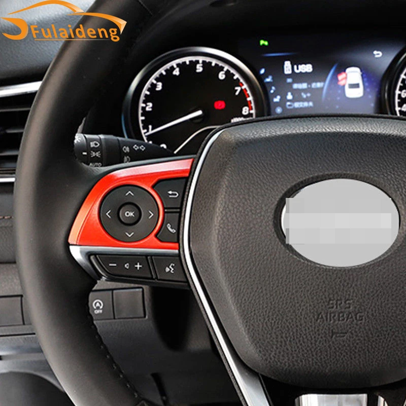 3pcs For Toyota Corolla Hatchback 2019 ABS Carbon fiber Chrome red Steering Wheel Decoration Cover Trim Car Styling Accessories |