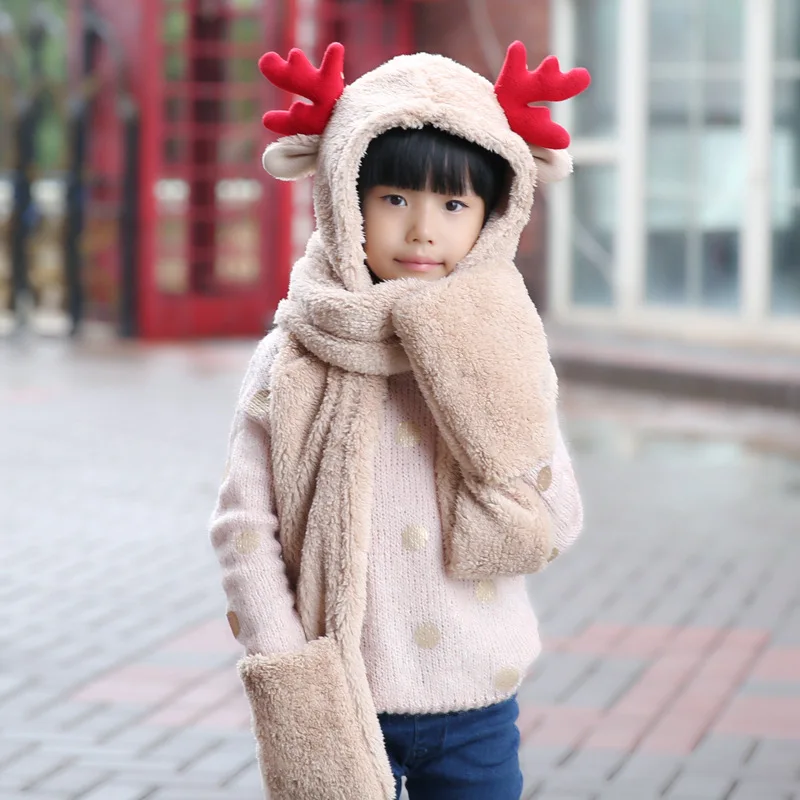 Мать и дочь зима теплая шапка шарф перчатки 3 In1 Onesie удобный мягкий искусственный
