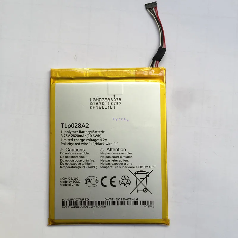 Батарея мобильного телефона TLp028A2/TLp028AD для Alcatel One Touch Pixi 3 (7) LTE/Pixi 7 0 4G 2820 mAh