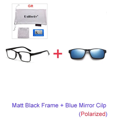 1Frame Blue Cilp Ralferty, магнитные солнцезащитные очки, мужские, поляризационные, на застежке, очки для женщин, квадратные очки TR90, UV400, 3D оптические оправы, 7 в 1, Oculos A2247 - Цвет линз: 1Frame Blue Cilp
