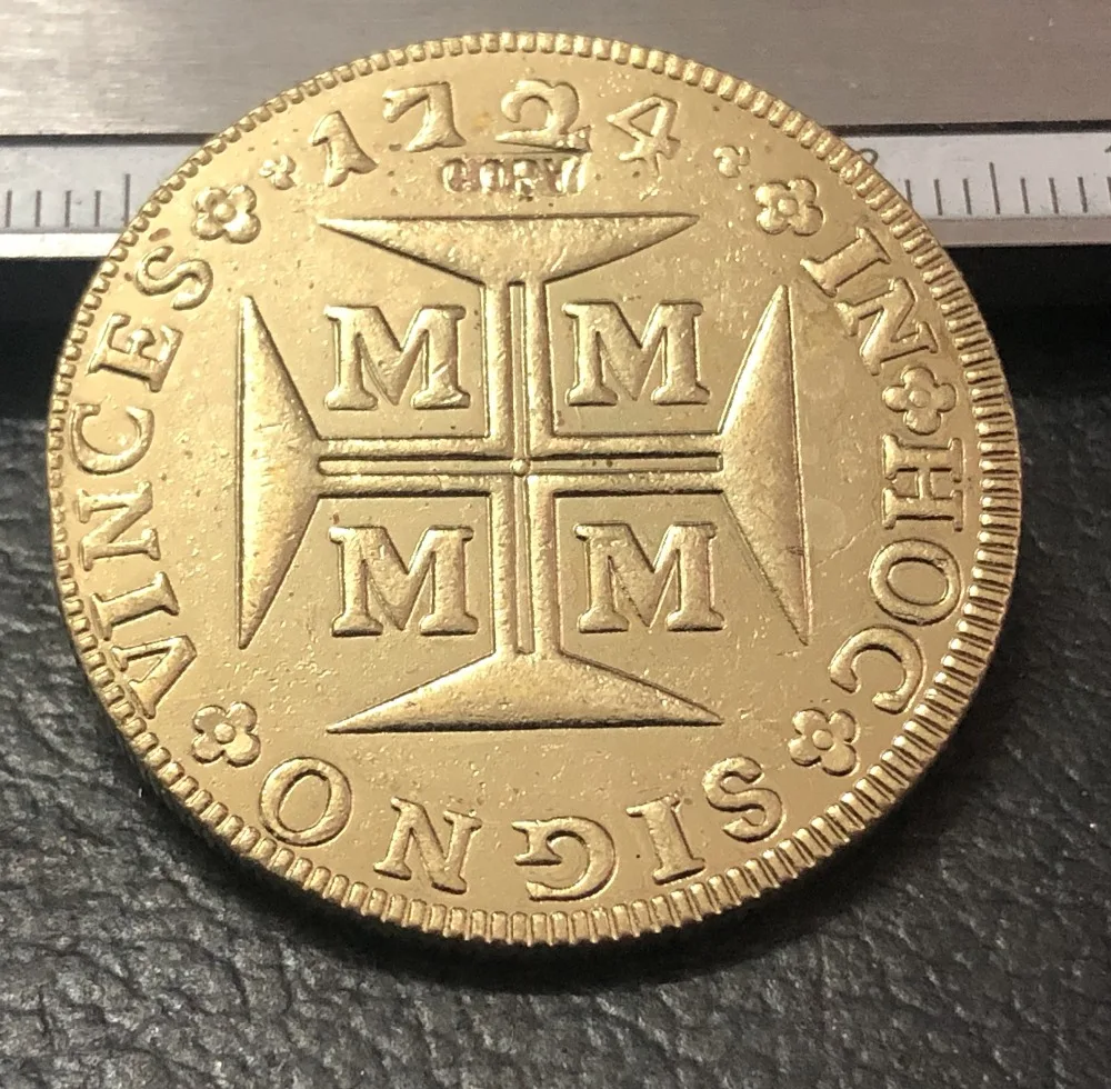 1724 бразильская 10000 Золотая копия монеты Reis Joao V 22K|Безвалютные монеты| |