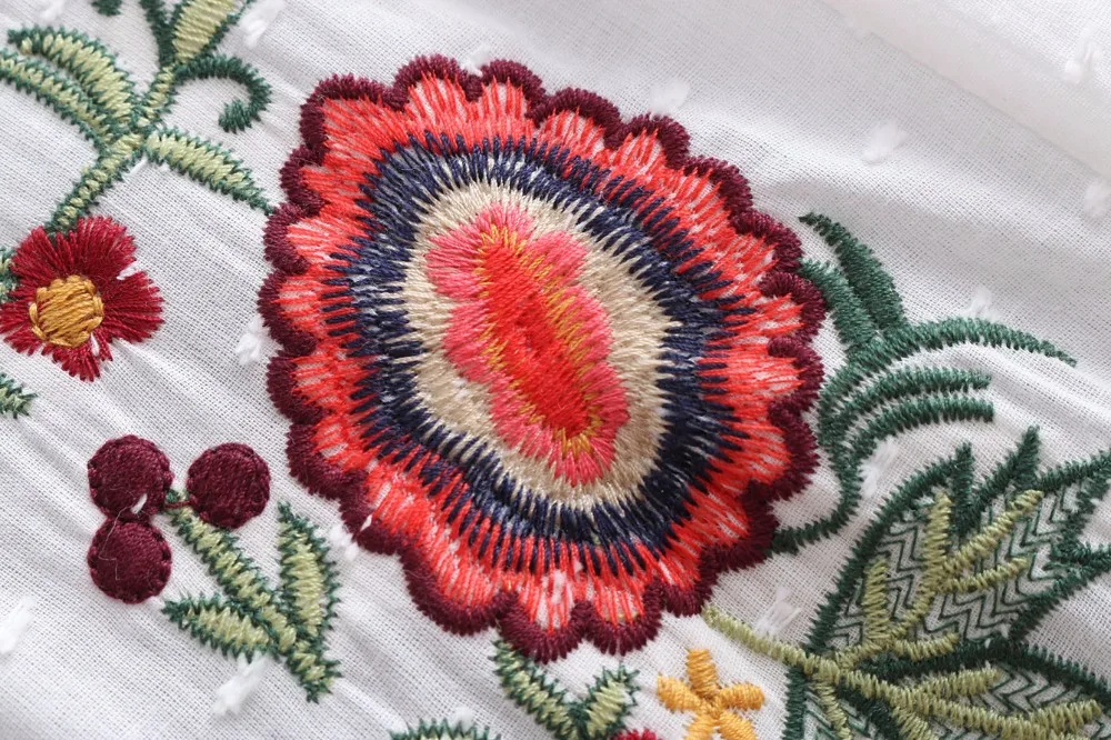 JOJX Белый рукавов boho длинное платье 2018 Винтаж цветочной вышивкой Повседневное
