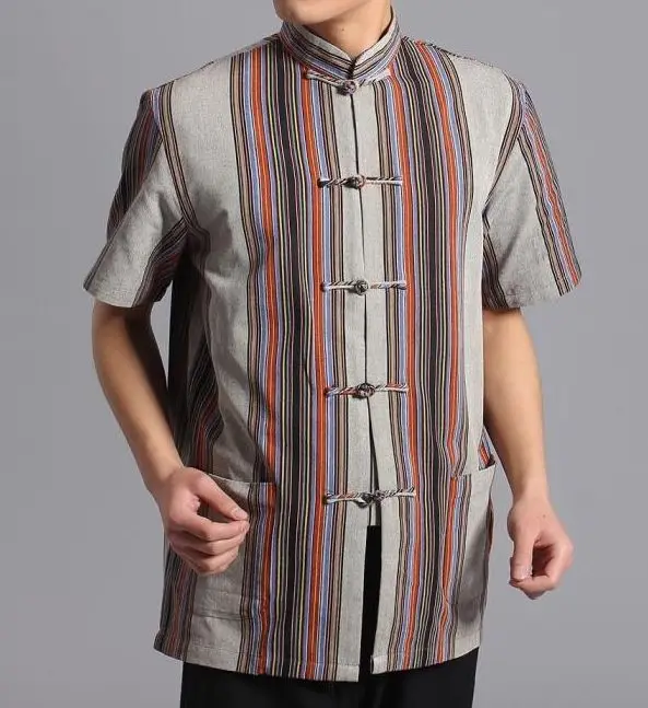 Костюм Тан мужской грубой из хлопка рубашка с коротким рукавом традиционная