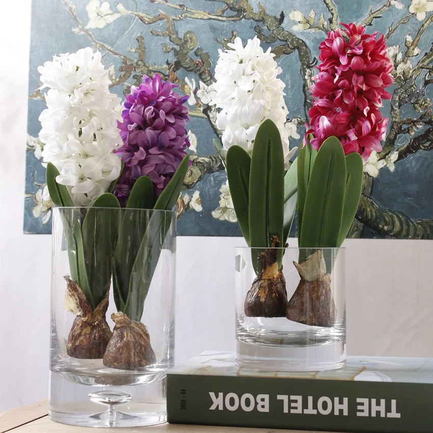 

1 PC Artificial Silk Flower Hyacinth with Bulb Potted Plant Home Office Garden Decoration Family Viewing Bonsai