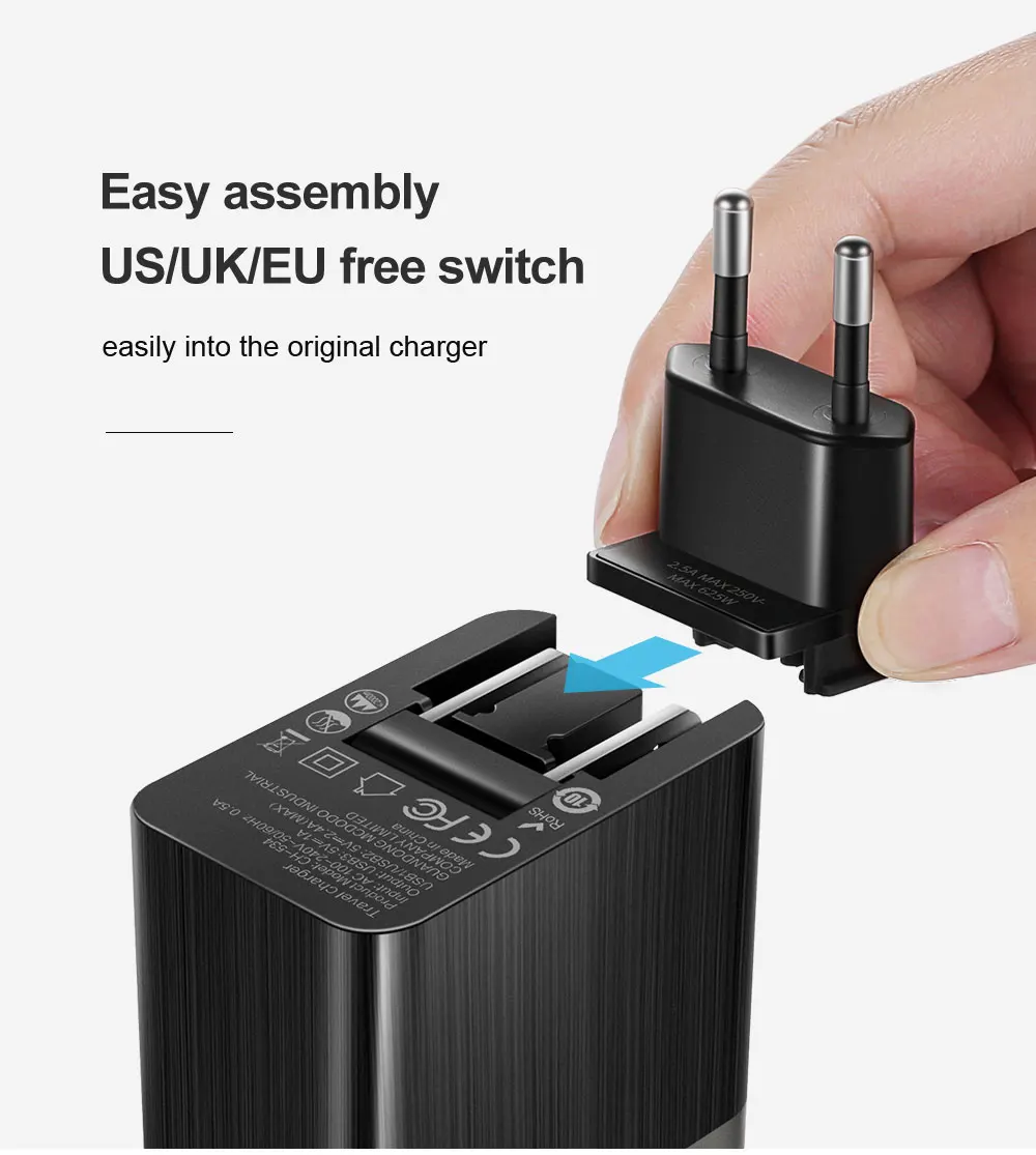 Mcdodo 18 Вт USB C PD зарядное устройство EU/US/UK штекер 3 в 1 тройное Универсальное зарядное устройство для мобильного телефона QC 3,0 адаптер для iPhone samsung